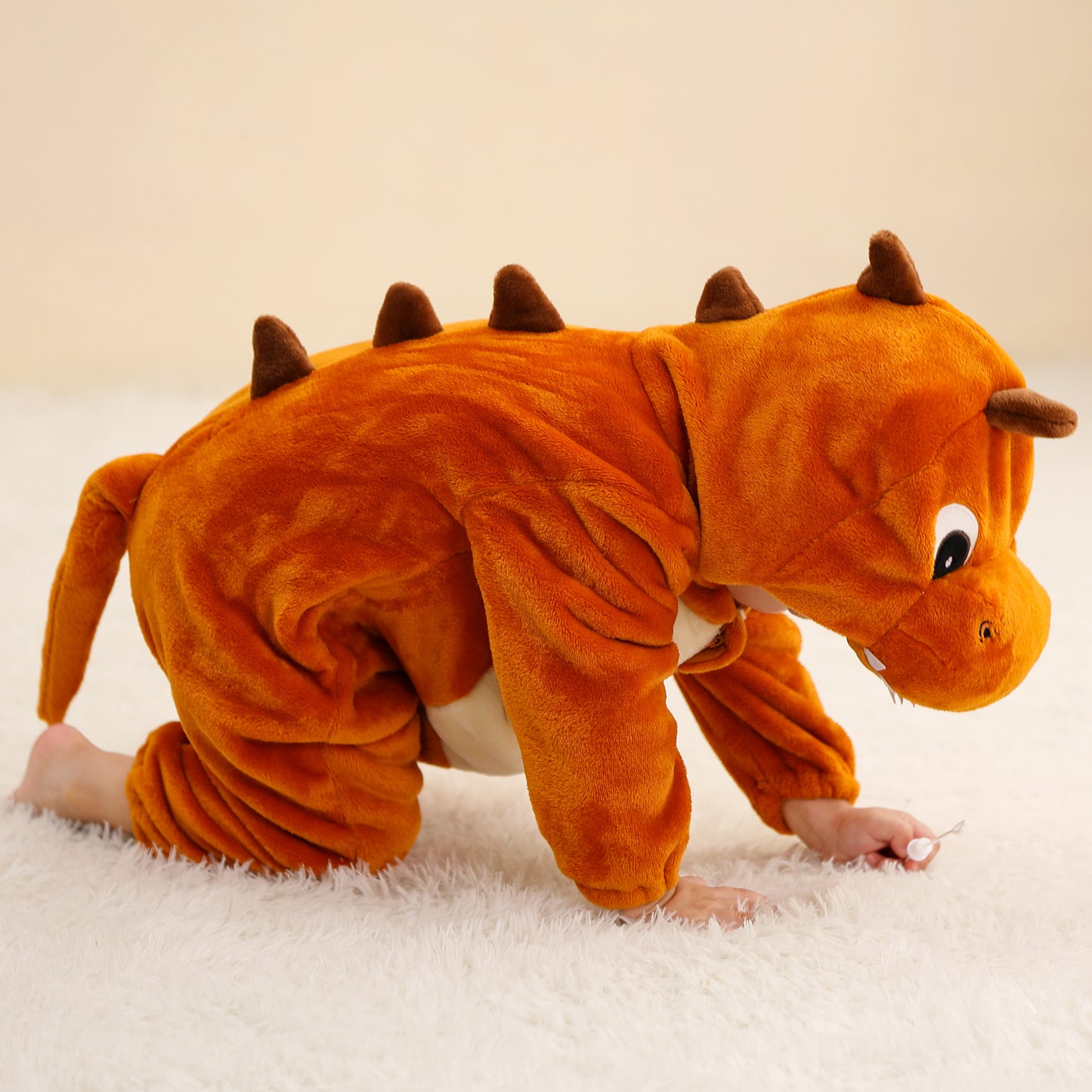 MICHLEY Orange Dragon Baby Costume Winter Flannel Hooded Romper