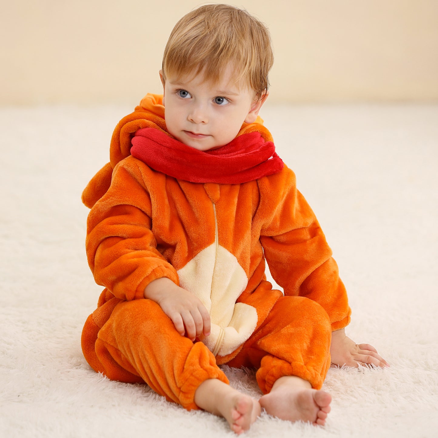 MICHLEY Reindeer Baby Costume Winter Flannel Hooded Romper