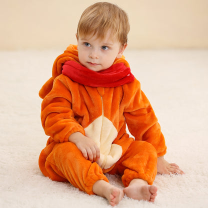 MICHLEY Reindeer Baby Costume Winter Flannel Hooded Romper