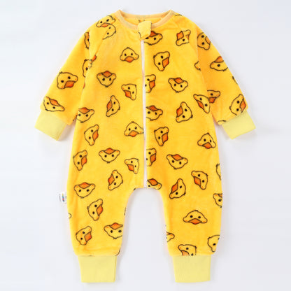 MICHLEY Cute Yellow Duck Toddler Flannel Sleep Sack with Feet