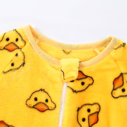 MICHLEY Cute Yellow Duck Toddler Flannel Sleep Sack with Feet