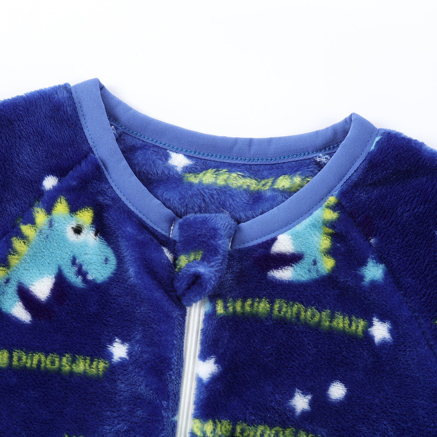 MICHLEY Toddler Flannel Sleeping Sack with Feet Blue Dinosaur Print Wearable Blanket