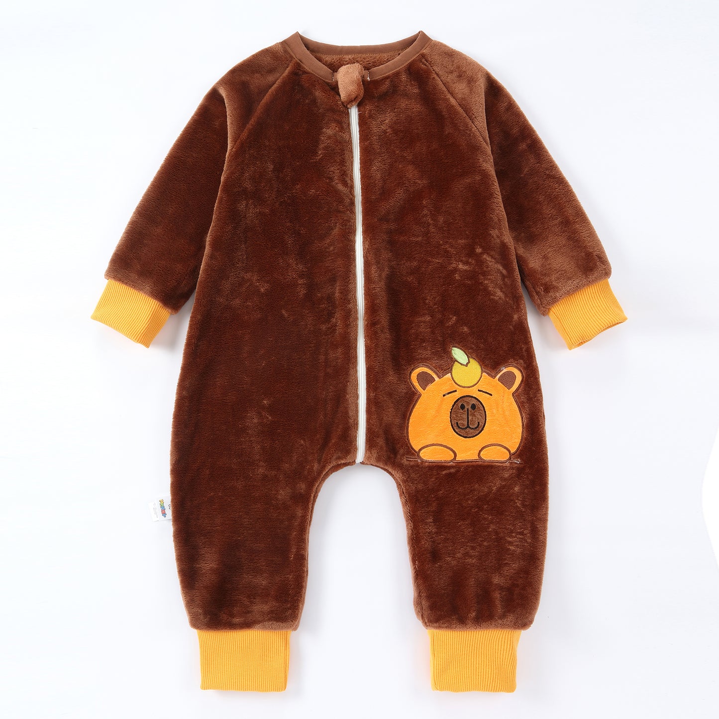 MICHLEY Brown Capybara Toddler Flannel Sleep Bag with Feet
