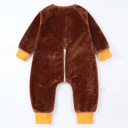 MICHLEY Brown Capybara Toddler Flannel Sleep Bag with Feet