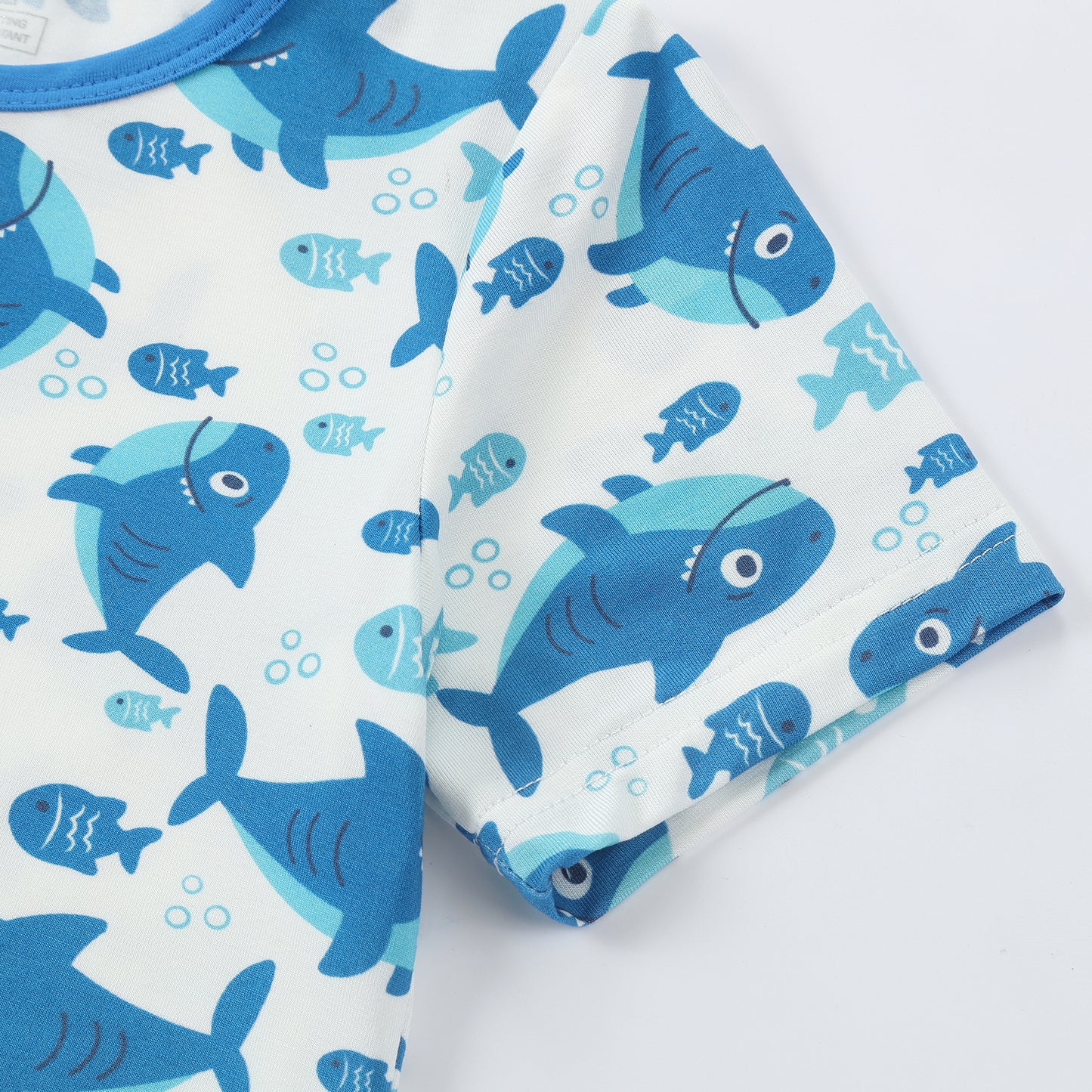 MICHLEY Kids Bamboo Viscose Pajamas Set Soft Stretchy Sleepwear (Shark)