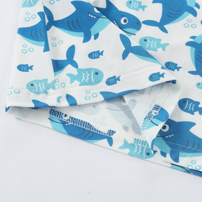 MICHLEY Kids Bamboo Viscose Pajamas Set Soft Stretchy Sleepwear (Shark)