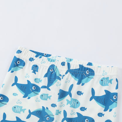 MICHLEY Kids Bamboo Viscose Pajamas Set Soft Stretchy Sleepwear (Shark)