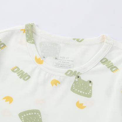 MICHLEY Kids Bamboo Viscose Pajamas Set Soft Stretchy Sleepwear (Frog)