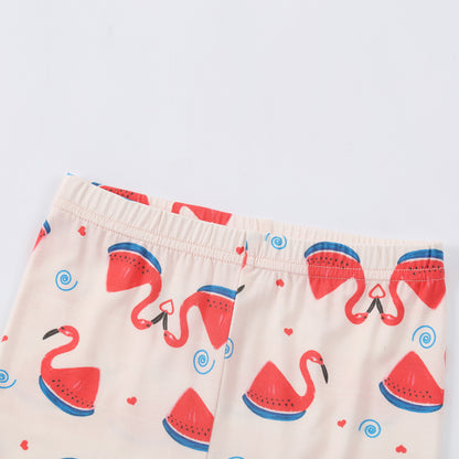 MICHLEY Kids Bamboo Viscose Pajamas Set Soft Stretchy Sleepwear (Flamingo)