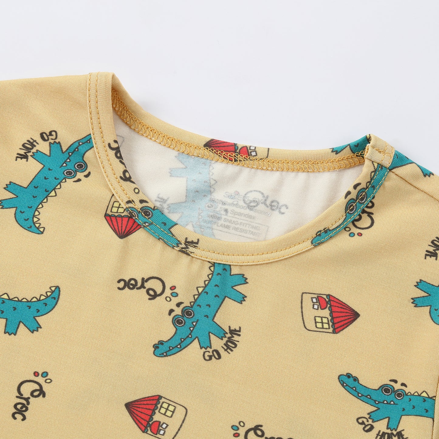 MICHLEY Kids Bamboo Viscose Pajamas Set Soft Stretchy Sleepwear (Crocodile)