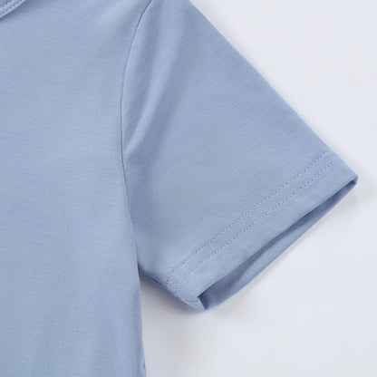 MICHLEY Kids Bamboo Viscose Pajamas Set Soft Stretchy Sleepwear (Blue)