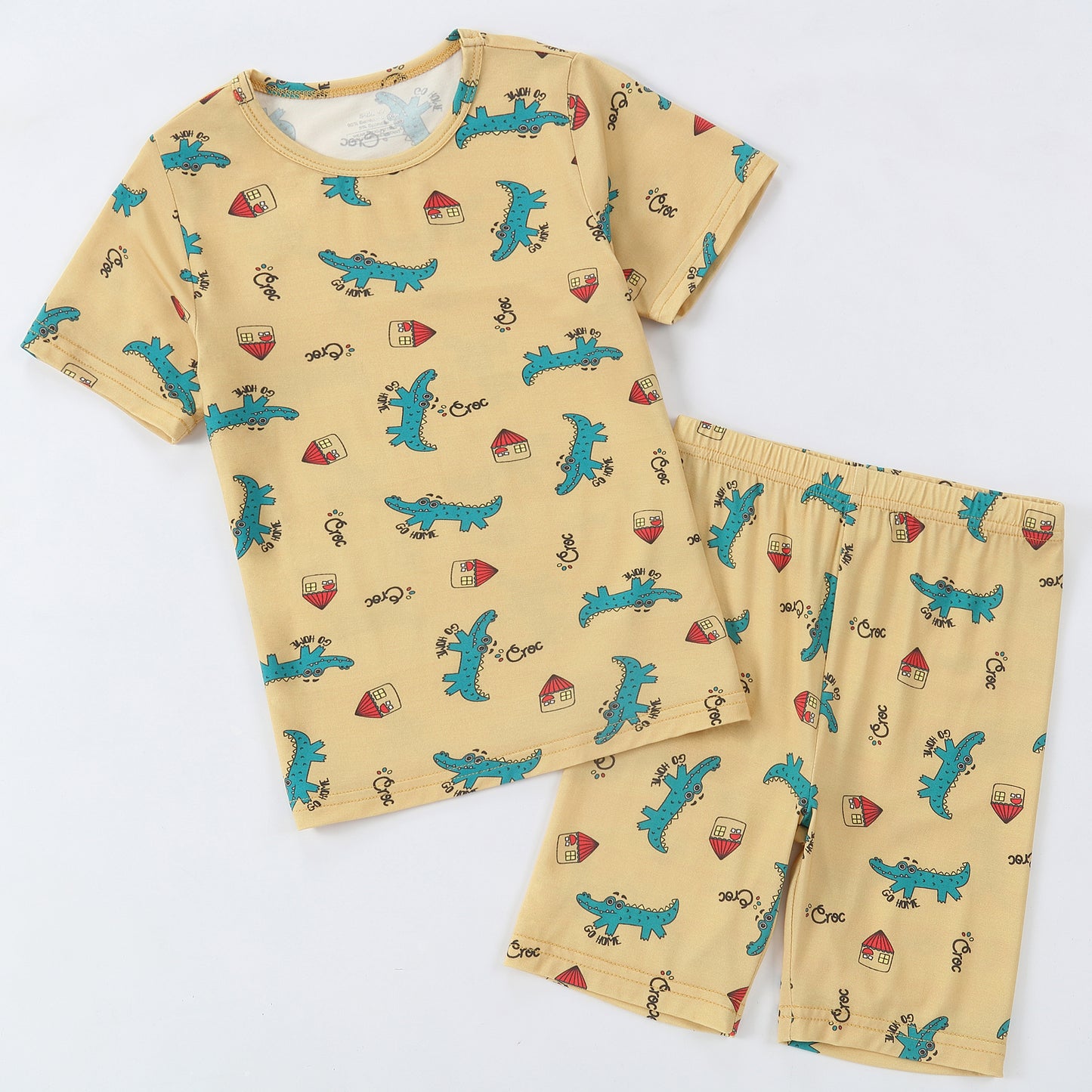 MICHLEY Kids Bamboo Viscose Pajamas Set Soft Stretchy Sleepwear (Crocodile)