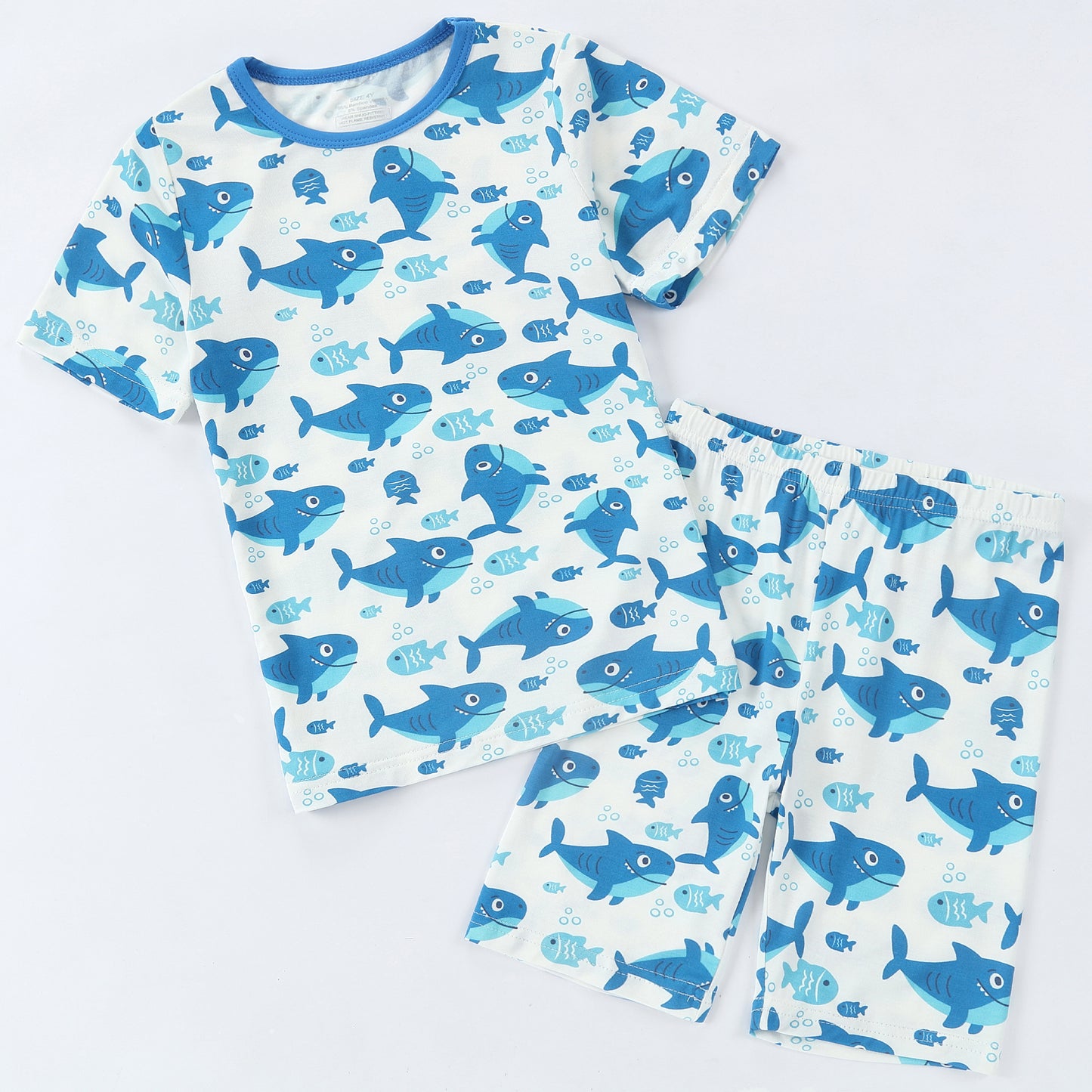 MICHLEY Kids Bamboo Viscose Pajamas Set Soft Stretchy Sleepwear (Shark)