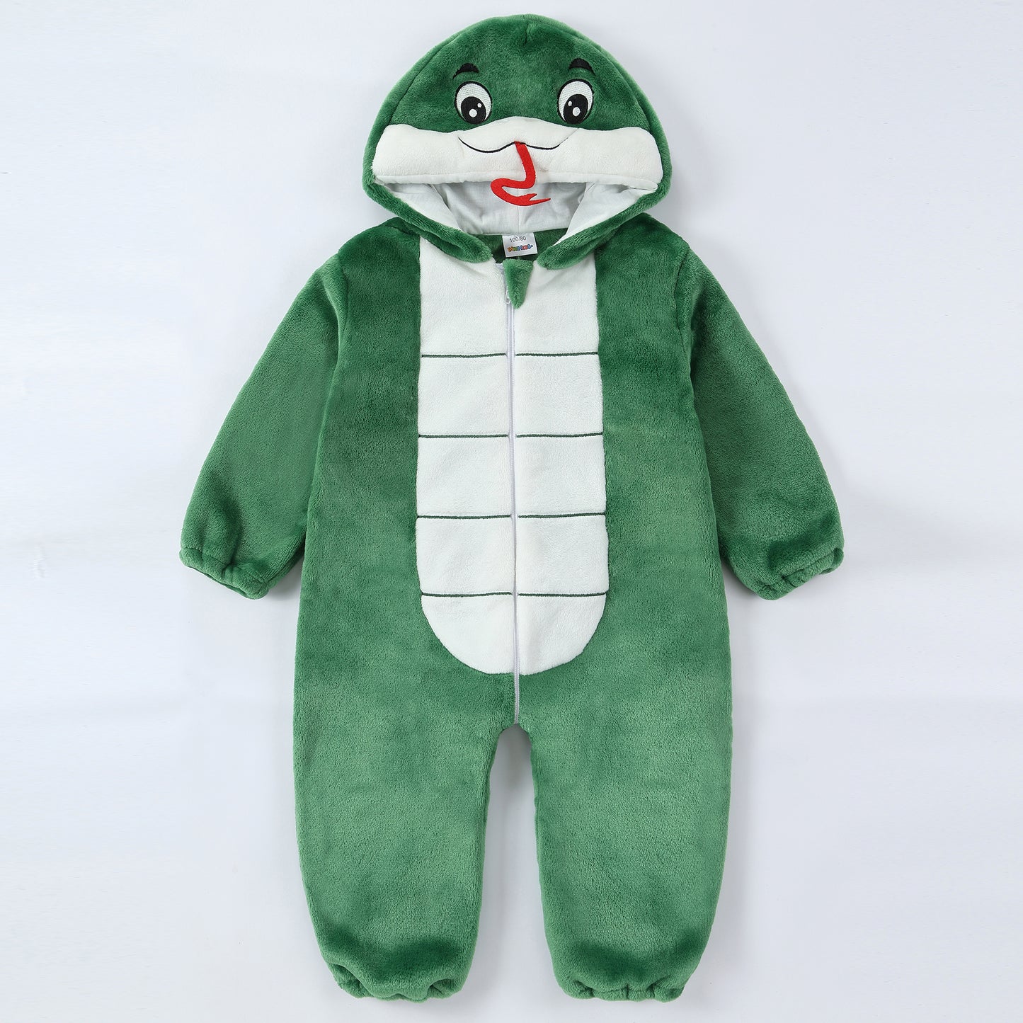 MICHLEY Baby Deep Green Snake Hooded Romper Soft Flannel Animal Costume