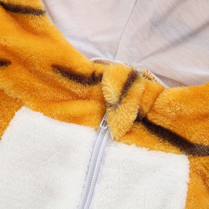 MICHLEY Baby Tiger Costume Romper Hooded Flannel Animal Jumpsuit