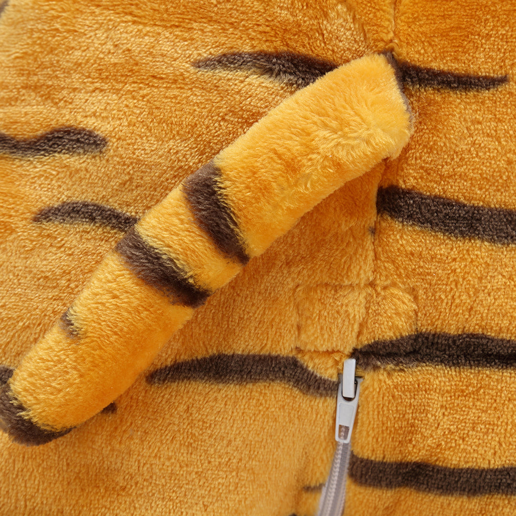 MICHLEY Baby Tiger Costume Romper Hooded Flannel Animal Jumpsuit