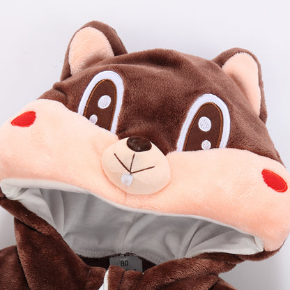 MICHLEY Squirrel Baby Costume Winter Flannel Hooded Romper