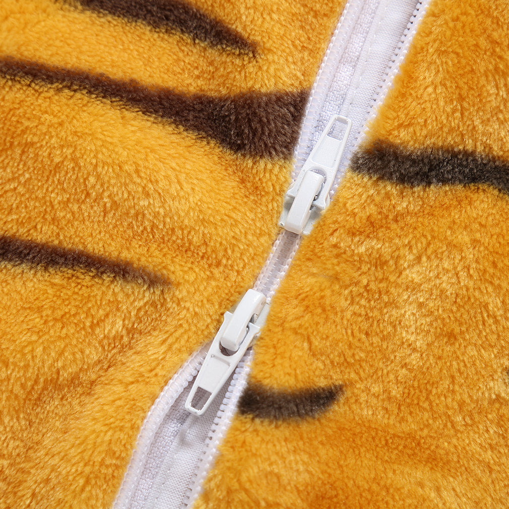 MICHLEY Baby Tiger Costume | Flannel Safari Animal Romper