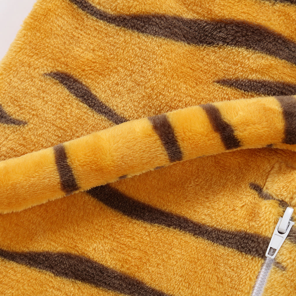 MICHLEY Baby Tiger Costume | Flannel Safari Animal Romper