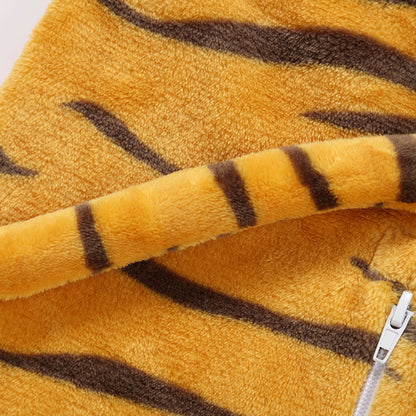 MICHLEY Baby Tiger Costume | Flannel Safari Animal Romper