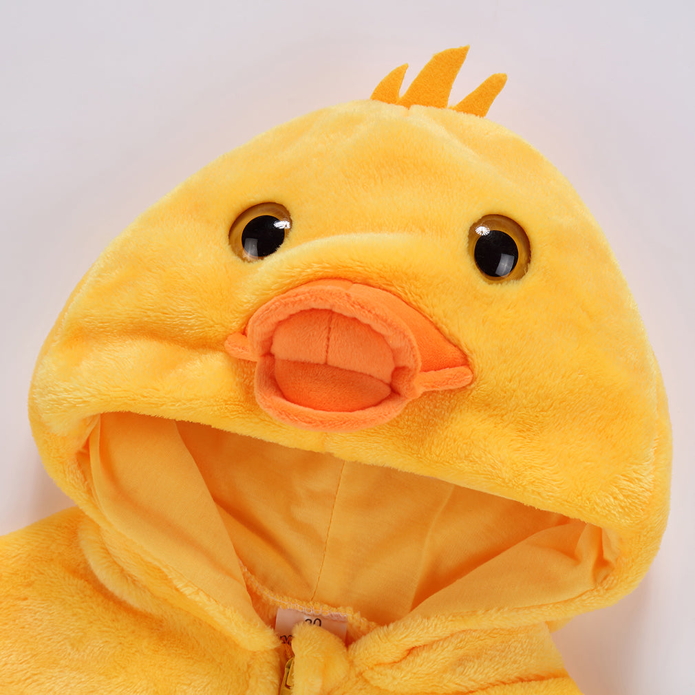 MICHLEY Baby Duck Costume | Bright Yellow Flannel Animal Romper