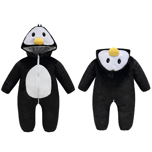 MICHLEY Penguin Baby Costume Winter Flannel Hooded Romper