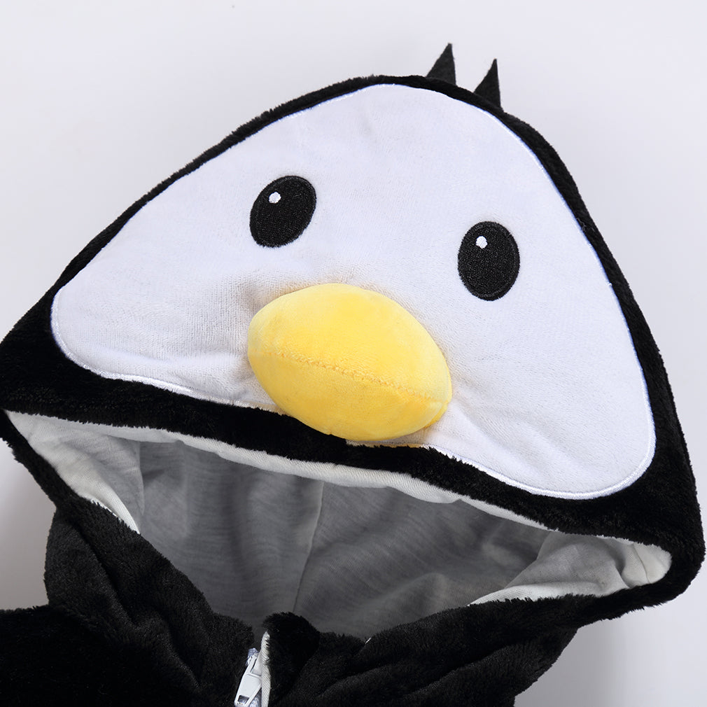 MICHLEY Penguin Baby Costume Winter Flannel Hooded Romper